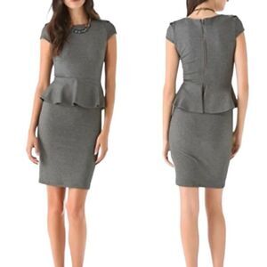 Alice+Olivia Heather Grey Peplum Dress Size S